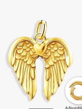 Gold Angel Wings Heart Pendant Charm - Women Jewelry